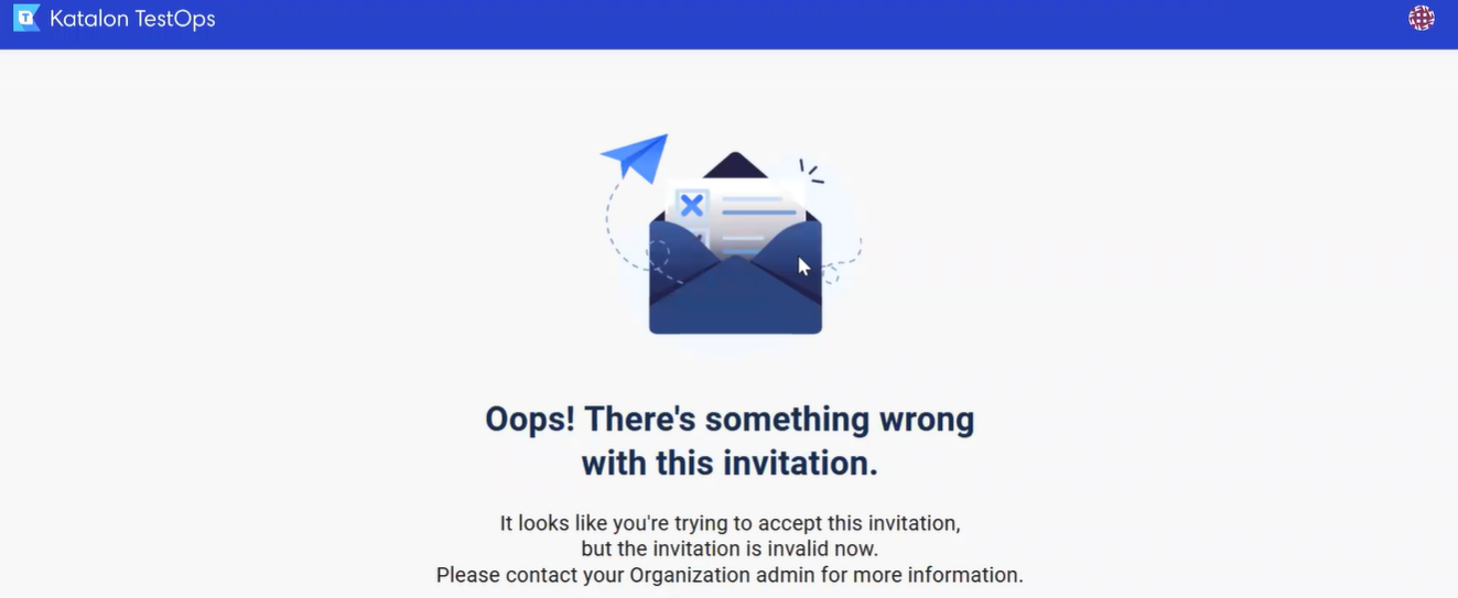 TestOps error: there's something wrong with this invitation