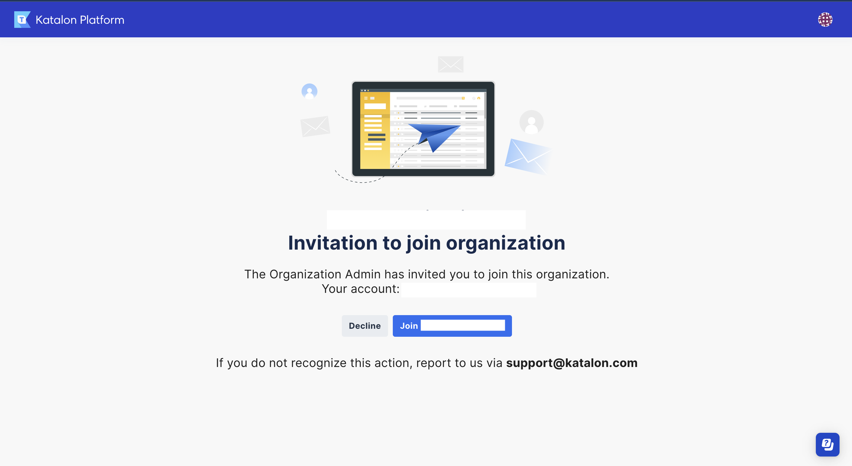 Valid invitation to join organization