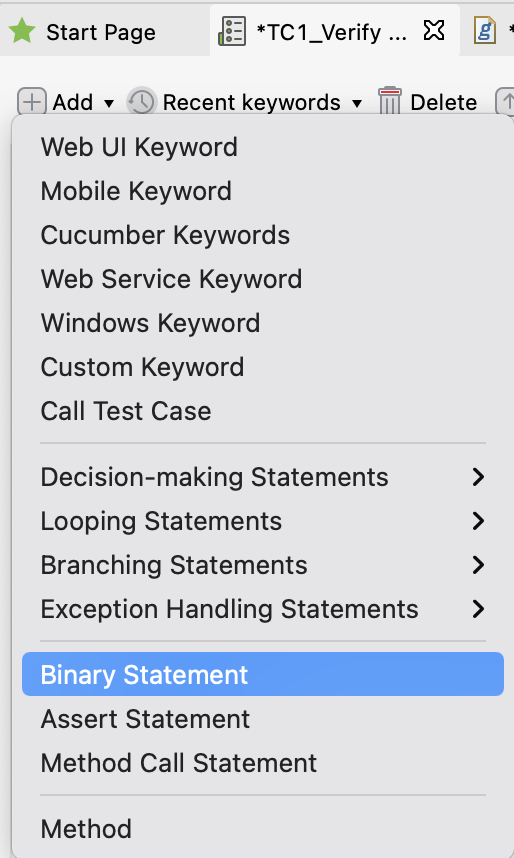 binary statement