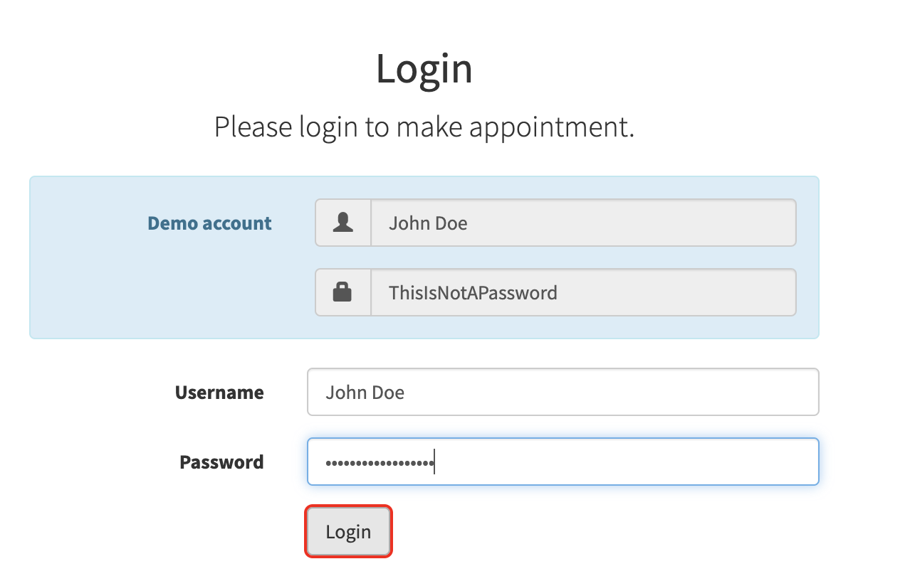 Enter the login credentials found at the top of the page.