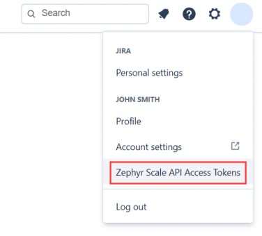 Zephyr Scale API access tokens