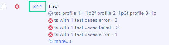 A failed test run report in the test run page.