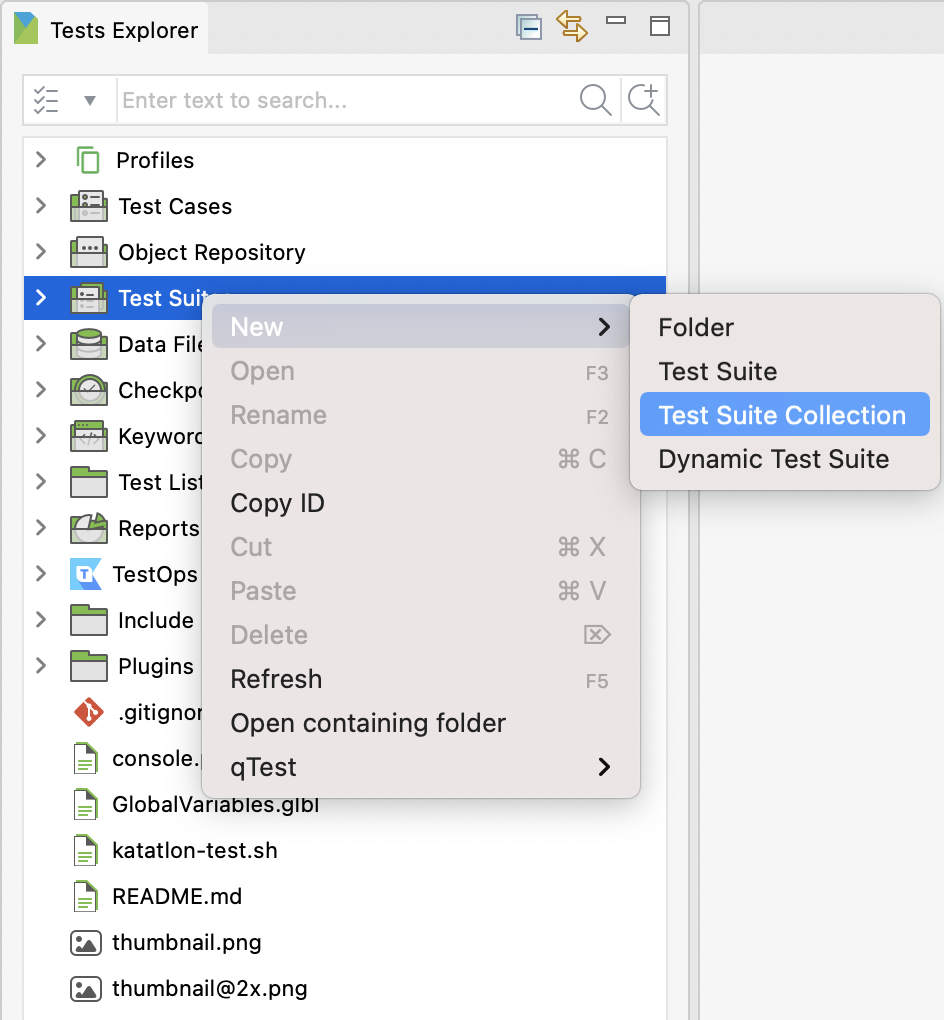 Create a new test suite collection