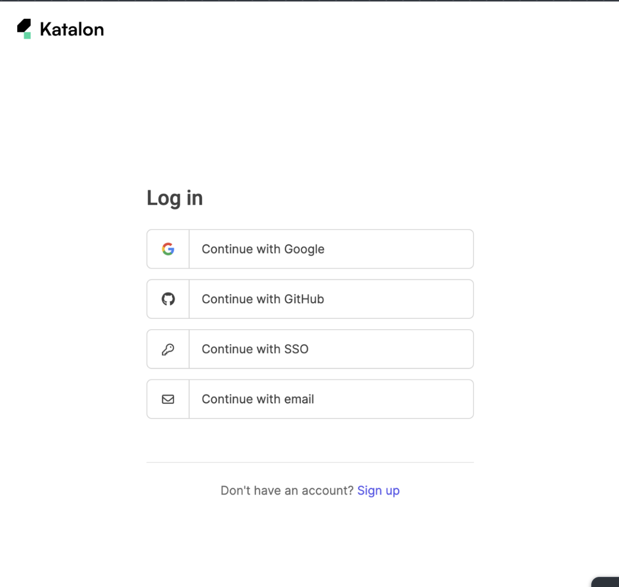 The login screen for Katalon TestOps.