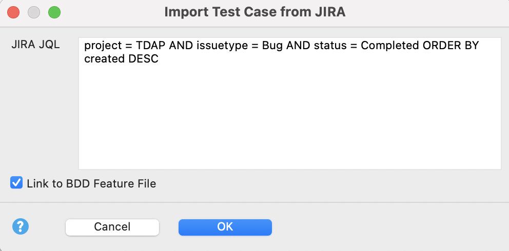Copy the JQL query from Jira to Katalon Studio