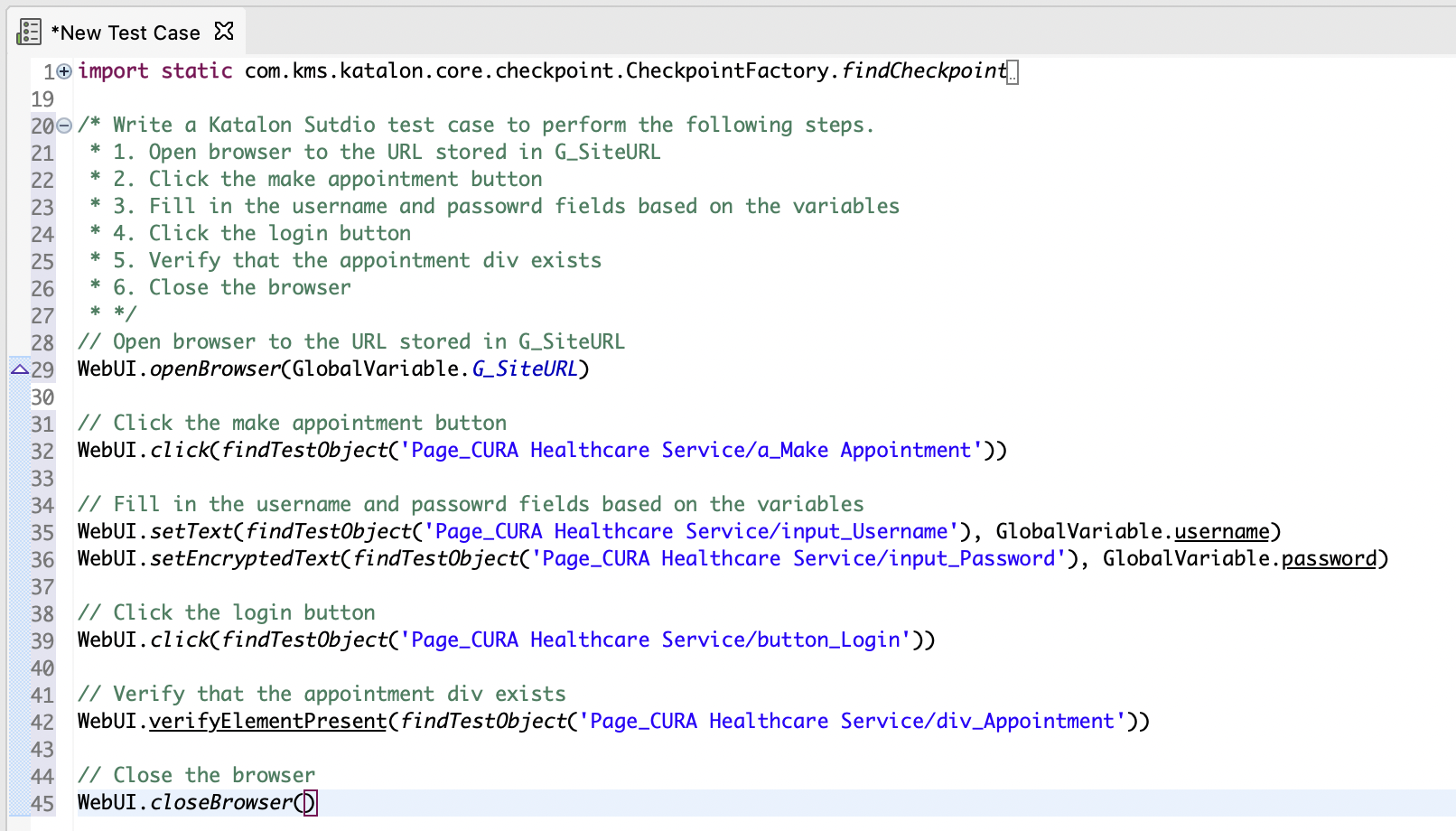 Katalon AI Assistant Code generation results