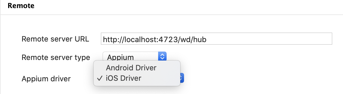 Select the webdriver type according to device type.