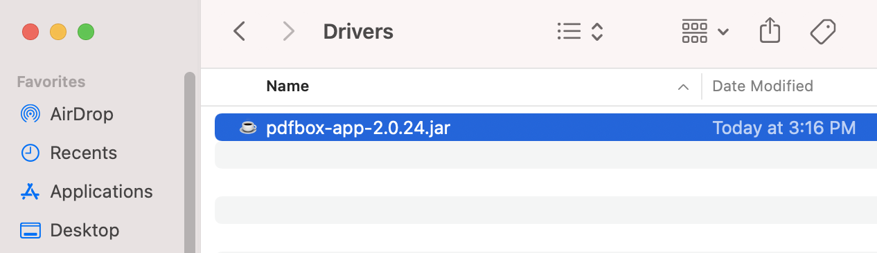 Libraries added in the Drivers folder