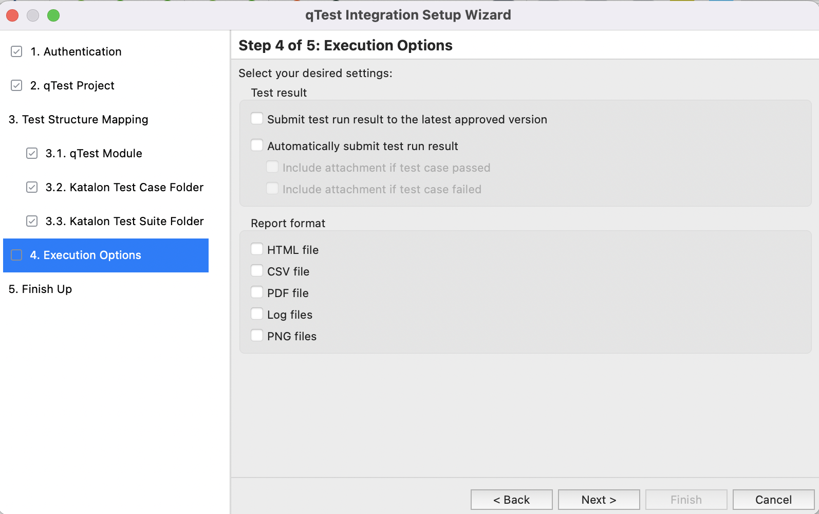 Select submit options in the Setup Wizard