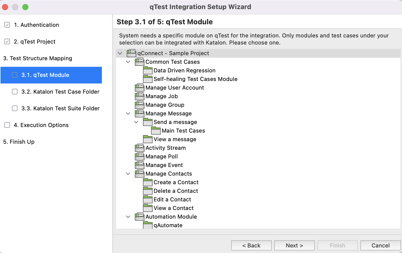 Choose qTest module in the Setup Wizard