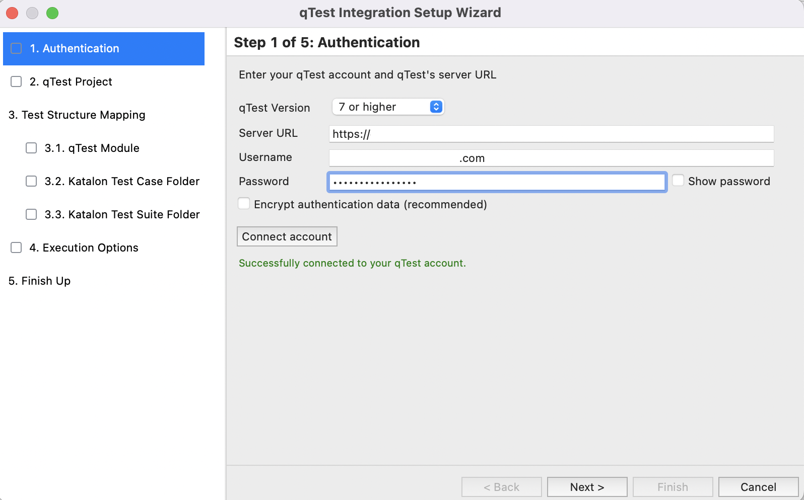 Authentication in the Wizard Setup