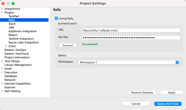 Enable Rally integration in Studio