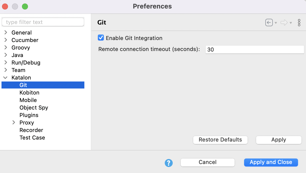 Enable Git integration