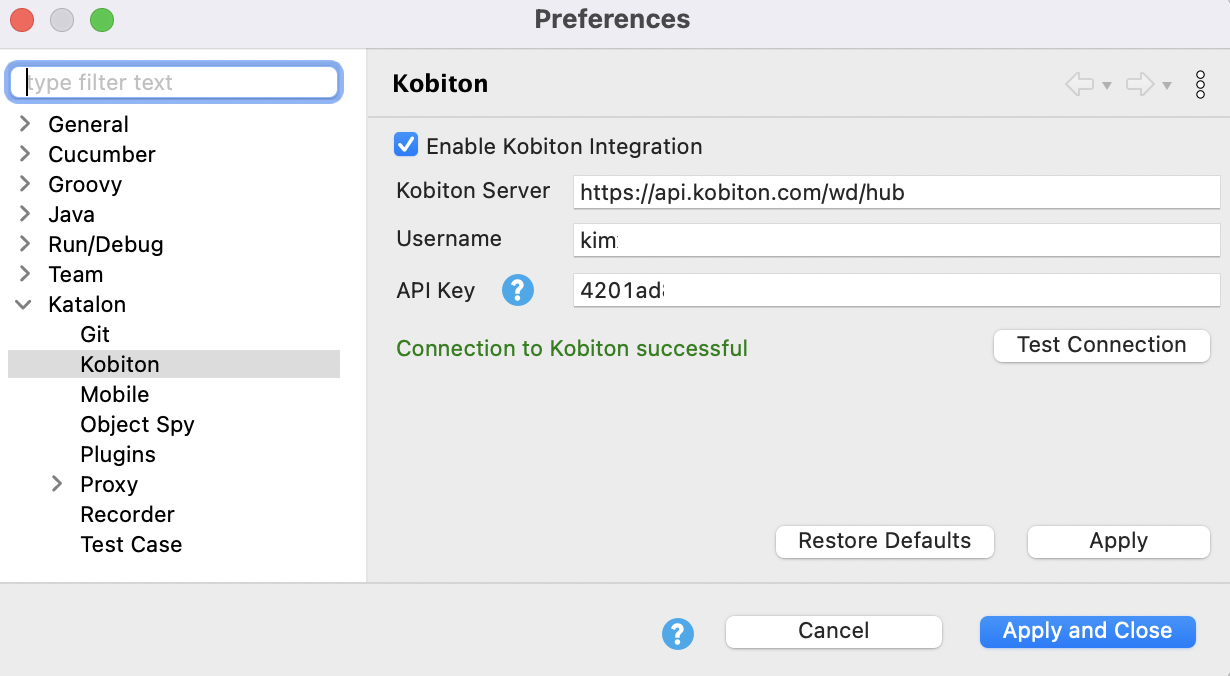 Enable Kobiton integration