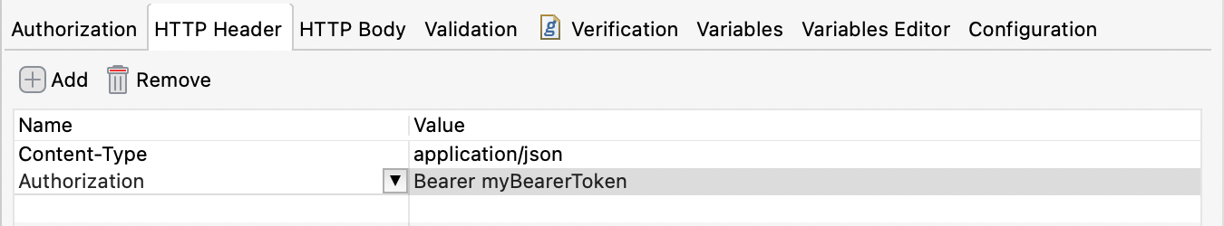bearer token in HTTP header