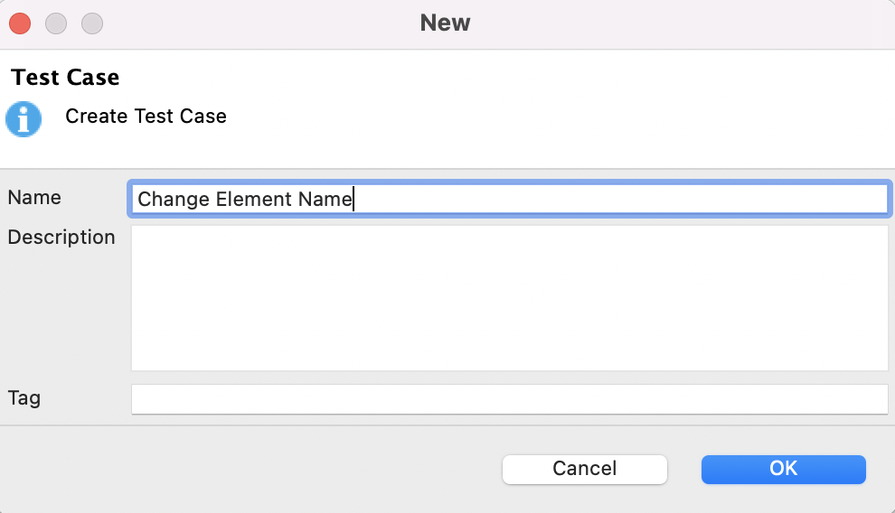 Change element name in your test case.