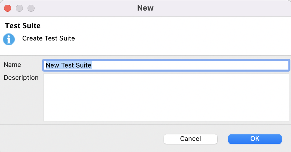 New test suite dialog