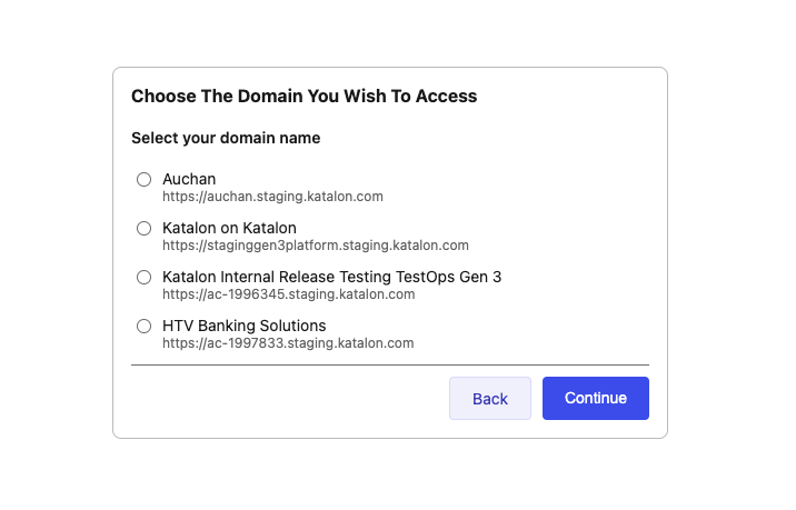 Custom domains in Katalon TestOps.