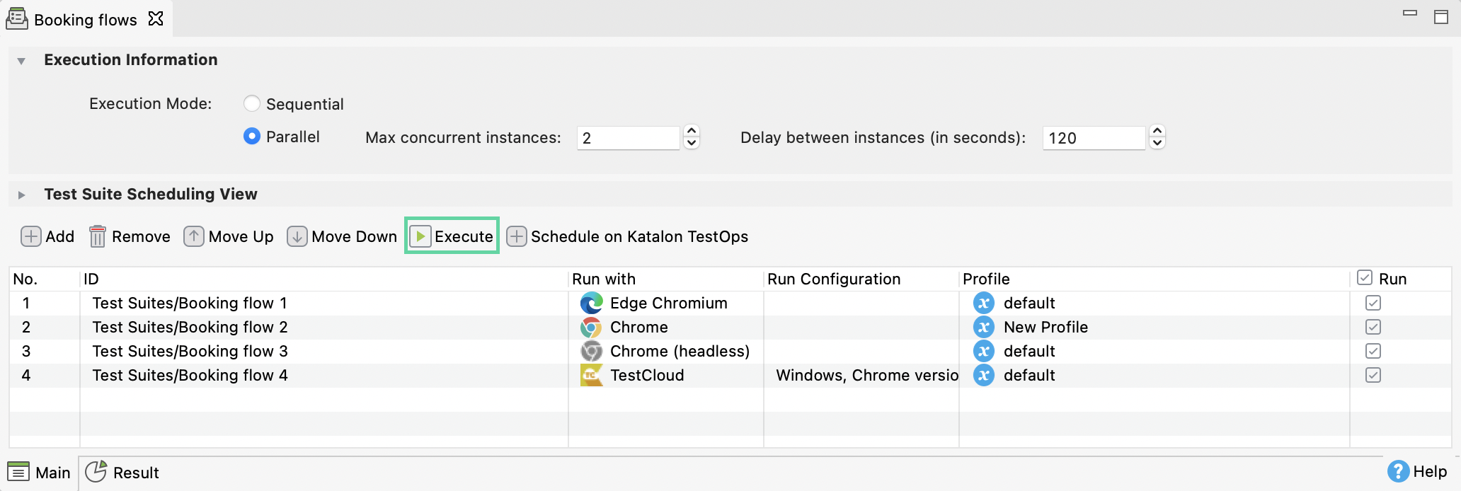 Click Execute to execute your test suite collection.