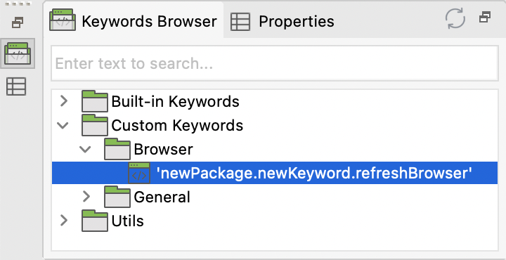 Custom keyword in Keywords Brower view