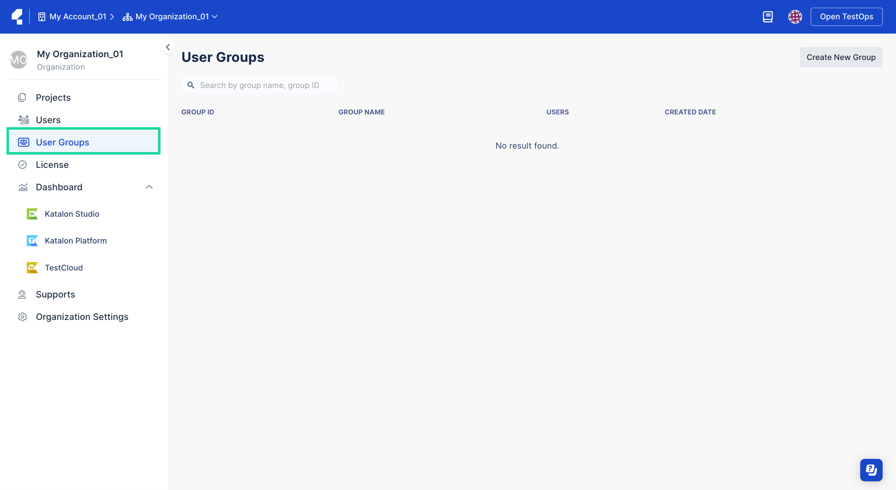 User Groups page